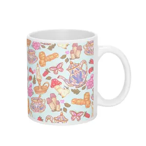 Cottagecore Peens Pattern Coffee Mug 11oz, funny Coffee Mug, Printed Reusable Washable Cup