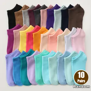 Women's Basic Minimalist Candy-Colored Mid-Tube Socks, 10/20/30 Pairs Japanese-Style All-Match Solid Crew Socks for Women, Maternity Hosiery