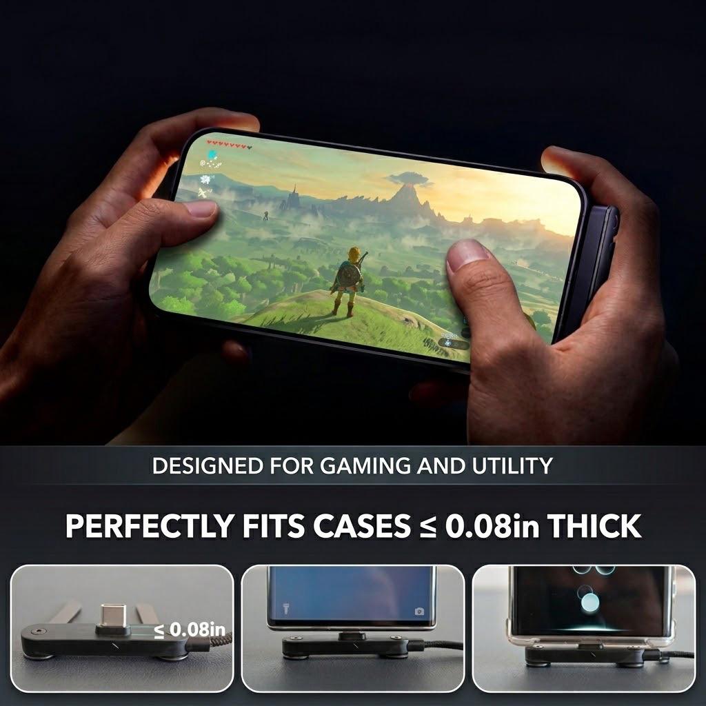 Invisible Stand Type-C Charger Cable, 240W Super Fast Charging 2-in-1 Charging Cord & Phone Holder for Gaming, Office, Car Travel – Black