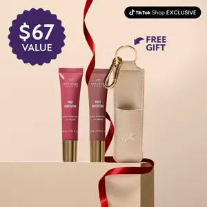 Westmore Beauty Pout Perfector Duo + FREE Keychain - Ultra Hydrating Lip Serum and Lip Gloss in One with Shea Butter, Hyaluronic Acid & Vitamin E