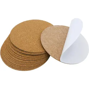 16 Pcs Self-Adhesive Cork Round, 3.5" x 3.5" Cork Tiles Backing Sheets,Mini Wall Mat Tiles,for Coasters Pads and DIY Crafts,Wood Color,Circles,9cm