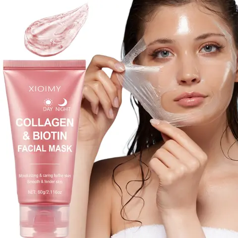 60g Collagen Biotin Day & Night Mask, Rich Collagen Essence, Moisturizing Smooth Skin, Daily Hydrating Facial Care, Face Mask for All-Day Moisture Hydrate, Rejuvenating Face Mask, Rich Hydration Mask, Beauty Face Mask, Collagen Masks