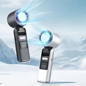 Portable Handheld Turbo Fan, 5 Gear High Speeds Foldable Fans, LED Display, Powerful Turbo Cooling Airflow, for Outdoor Activities, Travel, Working, USB Handheld Fan