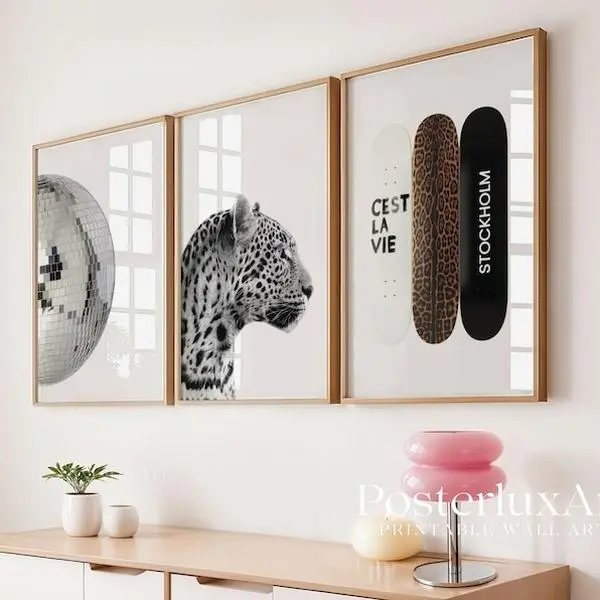 Stockholm Chic Gallery Wall Set, Leopard Fashion Prints, Luxury Modern Apartment Decor, Scandinavian Aesthetic Wall Art Bundle
