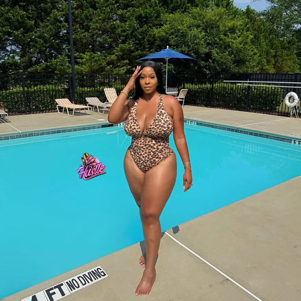 Front Ruched Swimsuit - Leopard print