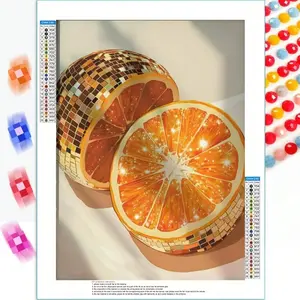 5D DIY Diamond Painting Art Kit Round Drill Diamond Painting, Diamond Art, Disco Orange Halves Retro Citrus Art Kit Suitable for Adults And Crafts for Gifts And Home Wall Decoration Gifts, Multiple Sizes: 7.9X11.8Inch, 11.8X15.7Inch，Frameless