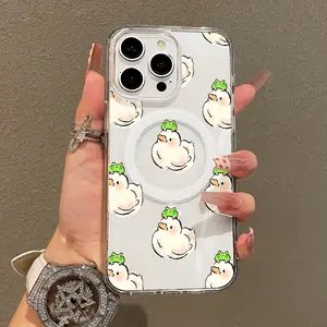 Soft Girl Magnetic Case for iPhone11/12/13/14/15/16/17/promax, Duck Frog Pals Lightweight, Drop-Proof, MagSafe Compatible | Perfect for Teen Girls