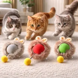 1PC Rabbit Ears Automatic Moving Cat Toy Balls, Interactive Self-Rolling Cat Ball, USB Rechargeable Smart Kitten Toy for Indoor Cats, Fun Exercise Pet Toys