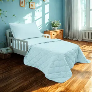 4-Piece Toddler Bedding Set, Soft and Breathable Crib Bedding for Unisex, Includes Quilted Comforter, Fitted Sheet, Flat Sheet, Envelope Pillowcase