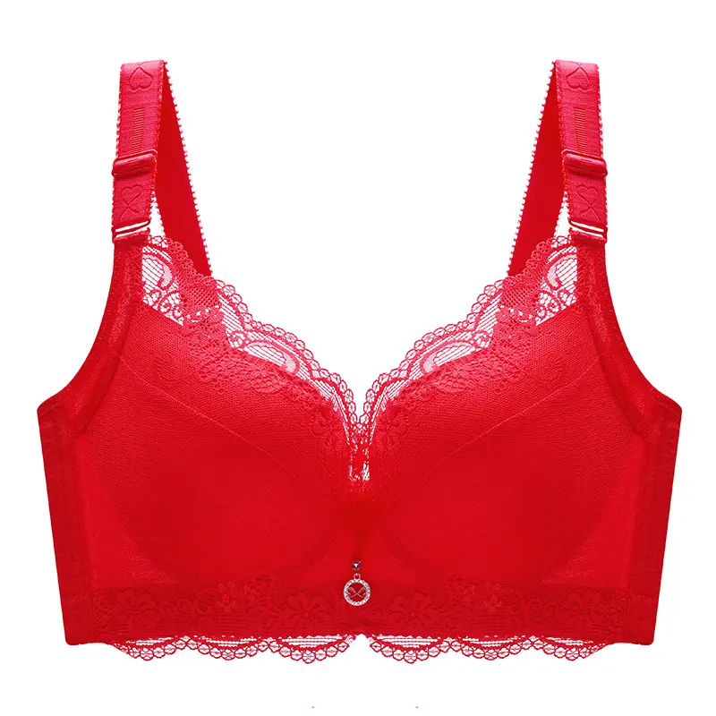 Plus Size Lace Adjustment Bra, Thick Cup Push Up Bra for Women, Gather Side Support Underwear The same style in other colors