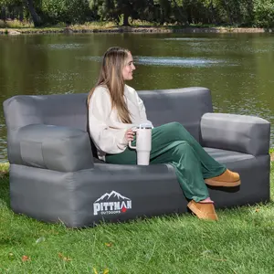 Pittman Outdoors Inflatable Couch with Built-in Pump – Beach, Camping, Dorm Room or Sporting Events - Portable Air Sofa