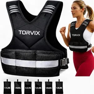 TORVIX Adjustable Weighted Vest 6-15 Lbs for Women & Men X-Shape Design with Reflective Strips & Pocket Ideal for Running Walking Training & Workout Breathable Neoprene Material