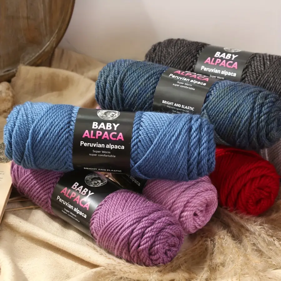Alpaca Wool Yarn-5 Balls/1.1LB, 95% Alpaca Yarn And 5% Acrylic, Suitable For Knitting And Crocheting, Perfect For Sweaters, Jackets, Vests, Shawls, Scarves And Hats-Warm And Soft, Multi-color Optional