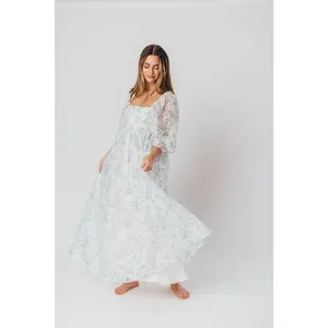 Mona Maxi Dress in Blue/White - Bump Friendly & Inclusive Sizing