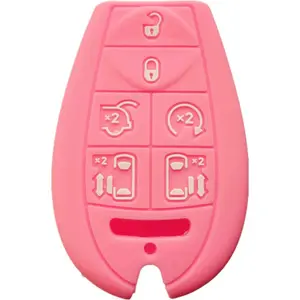 Silicone Keyless Entry Remote Control Key Fob Cover Case protector Replacement Fit For Dodge Grand Caravan Volkswagen Routan M3N5WY783X 2701A-C01C 68043594AA 68043594 AA(Pink)