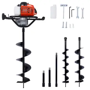 63cc Gas Post Hole Digger, 2.7 HP EPA-Certified Auger Kits with 4"+6"+8" Bits, Extension Rod, Easy-Start System, Finger Throttle Control