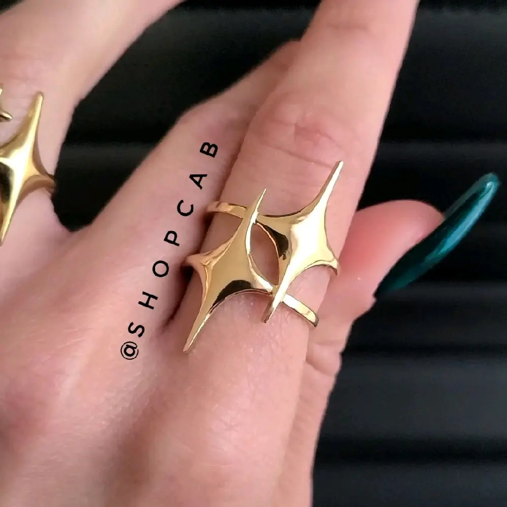 Gold Starburst Ring - Stainless Steel (adjustable size)