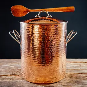 Big, Beautiful Copper Stock Pots Classic Cookware Kitchen Handles