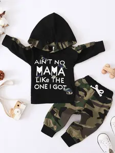 Toddler Baby Boys Clothes Letter Printed Hoodie Sweatshirt Tops+Camouflage Long Pants Two-piece Outfits Casual cute clothes set