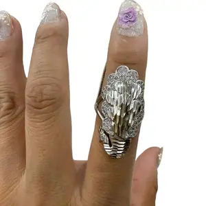 925 sterling silver size # adjustable can be 7/8high quality solid pc Italian silver ring cubic zirconia//anillo de plata plata Italiana talla talla # ajustable 7/8es solido piedras finas de zirconia