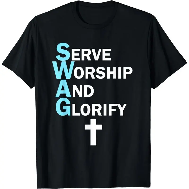 Men gifts  Jesus SWAG Serve Worship and Glorify Faith Religious T-Shirt Trendy t-shirts