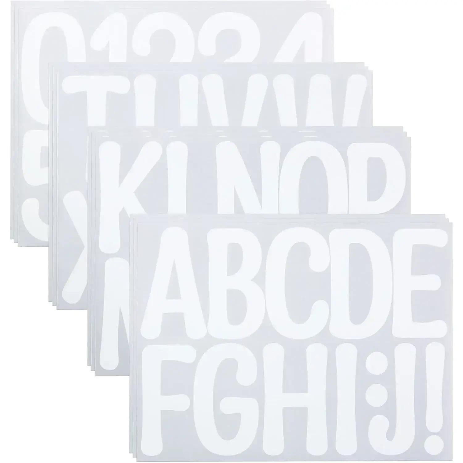 4 Inch Large Self-Adhesive Vinyl Letters & Numbers Combination Kit, 12 Sheets High Clarity White Stickers for Mailboxes, House, Outside Office Stationery Labels, Arts & Crafts, Alphabet