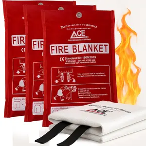 Ace Fire Defense Fire Blanket 3-Pack – 40” × 40” | Fiberglass Emergency Fire Suppression | Home, Auto, Camping Safety