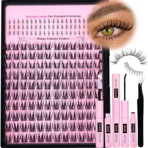 Manga Lash Clusters Kit - DIY Cluster Eyelash Extensions Kit - Anime Lashes Extension Kit -  Clusters C Curl - Makeup, Cosmetic Eyelashes Extensions