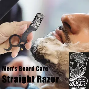 Men'S Straight Edge Barber Stainless Razor, 10pcsBlade, Classic Vintage Design for Manual Shaving, Haircuts, Beard Grooming, And Eyebrow Shaping