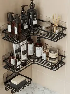 3pcs Stainless Steel Bathroom Storage Rack Set, Corner Shower Caddy