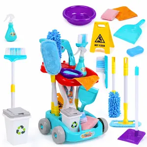 Pretend Play Cleaning Set, 22PCS Pretend Play Housekeeping Cart with Broom Mop Duster, Educational Role Play Toy for Toddlers