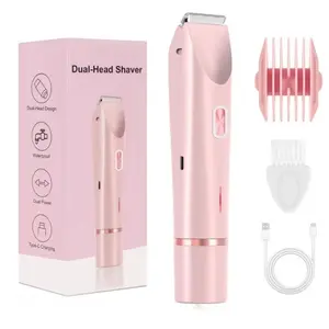 Women's Electric Razor Two-In-One Bikini Trimmer, Face Beard Shaver, Body Underarm Leg Hair Removal, USB Charging, Pain-Free, Multi-Protection Blades