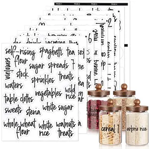 168 PCS Pantry Labels for Food Storage Containers, Clear Preprinted Water Oil Resistant Stickers for Kitchen Organization Jars Bins