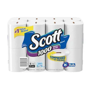 Scott 1000 Trusted Clean Toilet Paper, 32 Rolls, Septic-Safe, 1-Ply Toilet Tissue