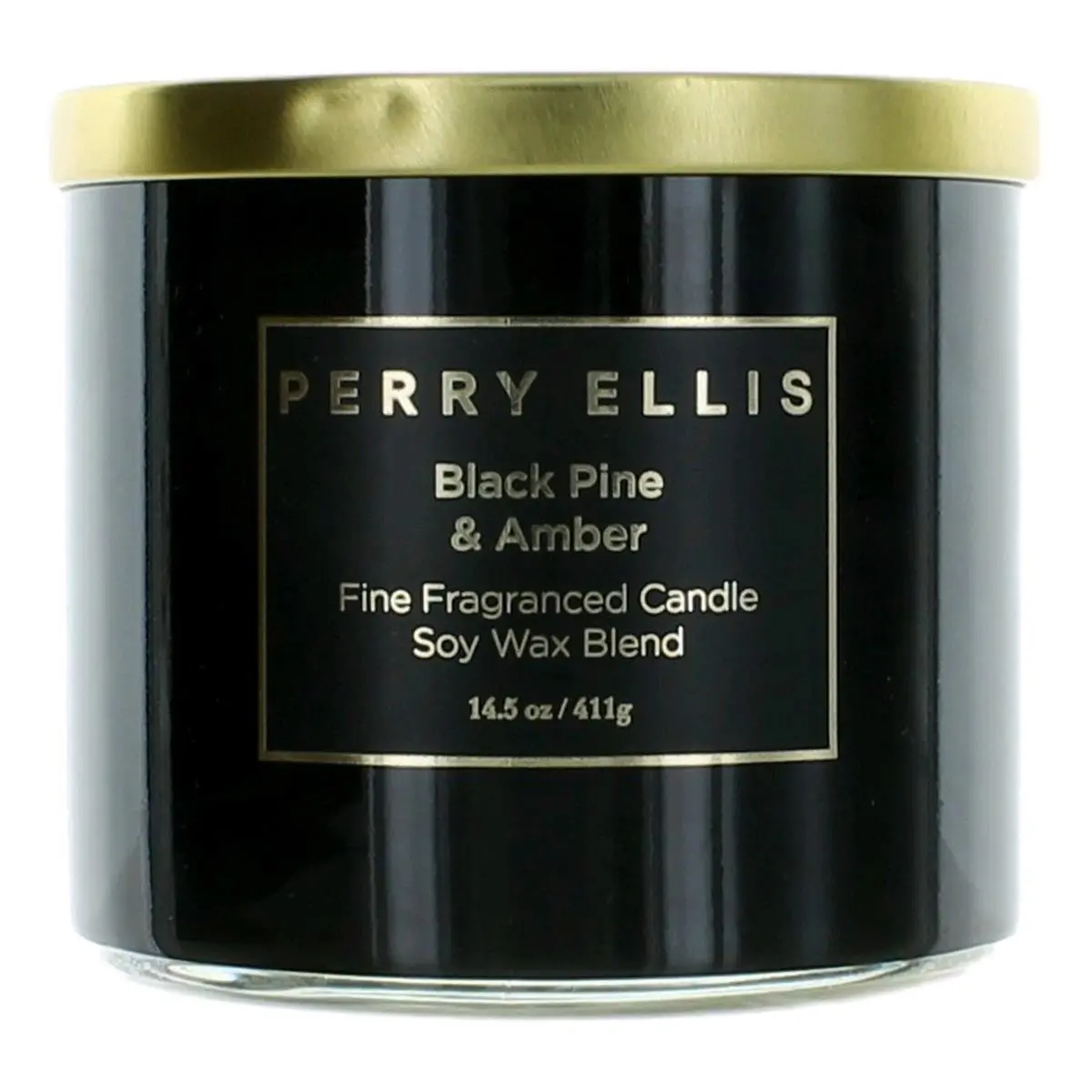Perry Ellis 14.5oz Soy Wax Blend 3-Wick Scented Candle, Black Pine & Amber Aroma, Home Decor Candle, Three-Wick