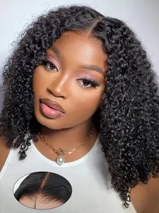Natural Black 7x6 Glueless Deep Wave Human Hair Bob Wigs, 220% Density,Pre-cut, Pre-plucked, No Glue, No Gel,Wear &Go, Ideal for Daily Wear, Work, Parties, Dates,Event, Beginner Friendly.