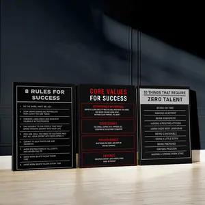 3pcs Motivational Quotes Wall Art, Business Wisdom Poster, Inspirational Art Prints, Bold Home Decor, Modern Wall Paintings, Cozy Canvas Posters Wall Arts, Decor for Living Room, Restaurant, Kitchen, Bedroom, Housewarming Gift, With Frame