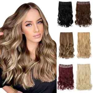 One-piece wig with five clips, women's long curly hair extensions, large wavy hair extensions