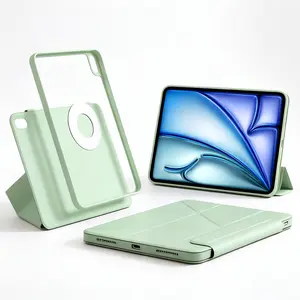 Clear Case for iPad A16 11th/10th, Compatible with iPad Air 8th M4 2026 11 inch & iPad Pro M5 2025 & iPad Mini with Pencil Holder (Support Pen Charging), Detachable Magnetic Transparent Hard PC Back, Auto Wake/Sleep, Trifold & Y Stand