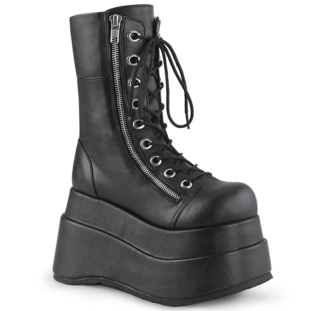 Demonia Bear-265 Black Vegan Leather Knee-high Boots