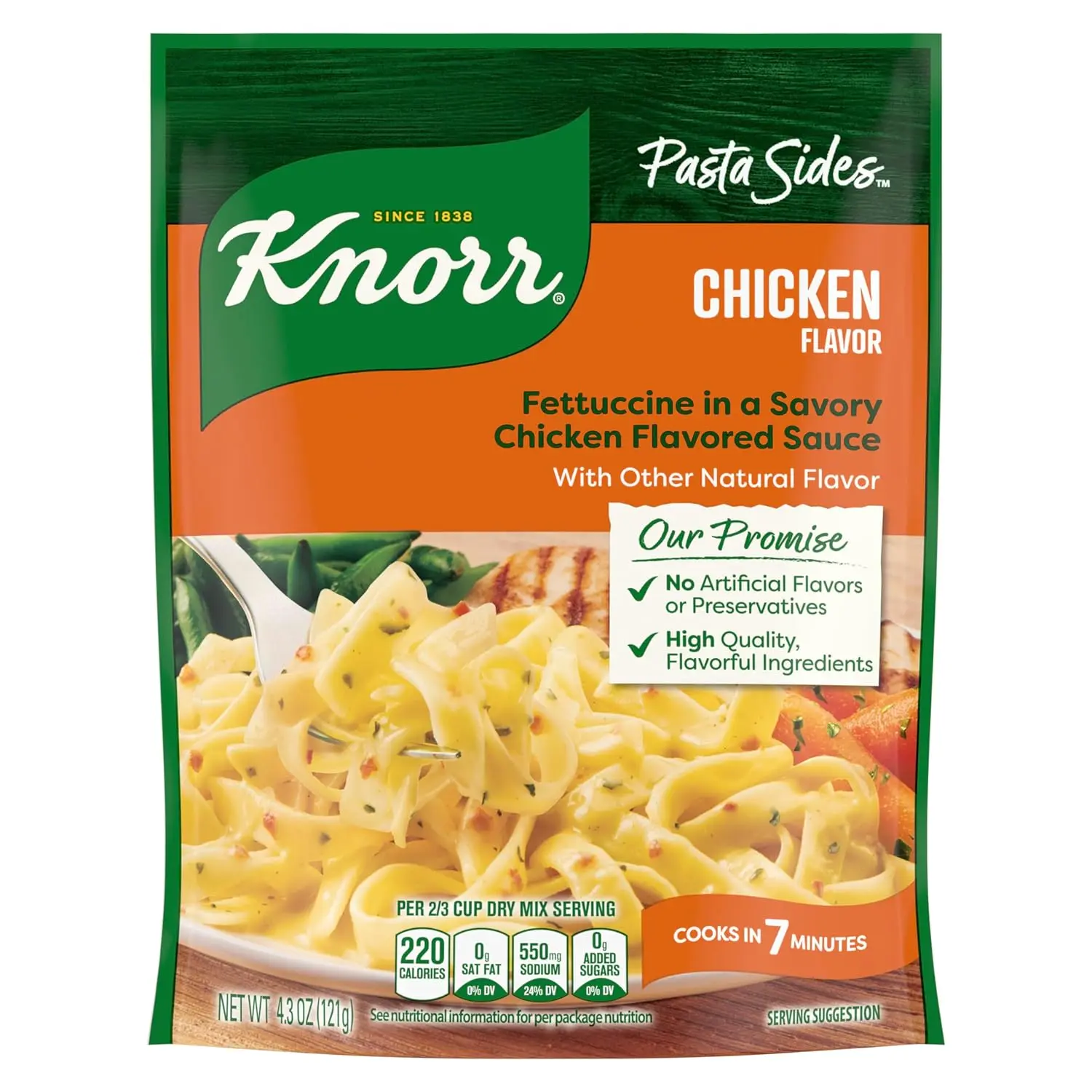 Knorr Pasta Sides Chicken Fettuccine For Delicious Quick Pasta Side Dishes No Artificial Flavors or Preservatives 4.3 oz