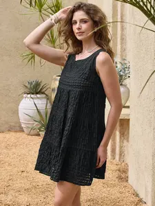 INSPIRE CHIC Gingham Dress for Women Sundress Sleeveless Flowy Swing Plaid Tiered Short Dresses