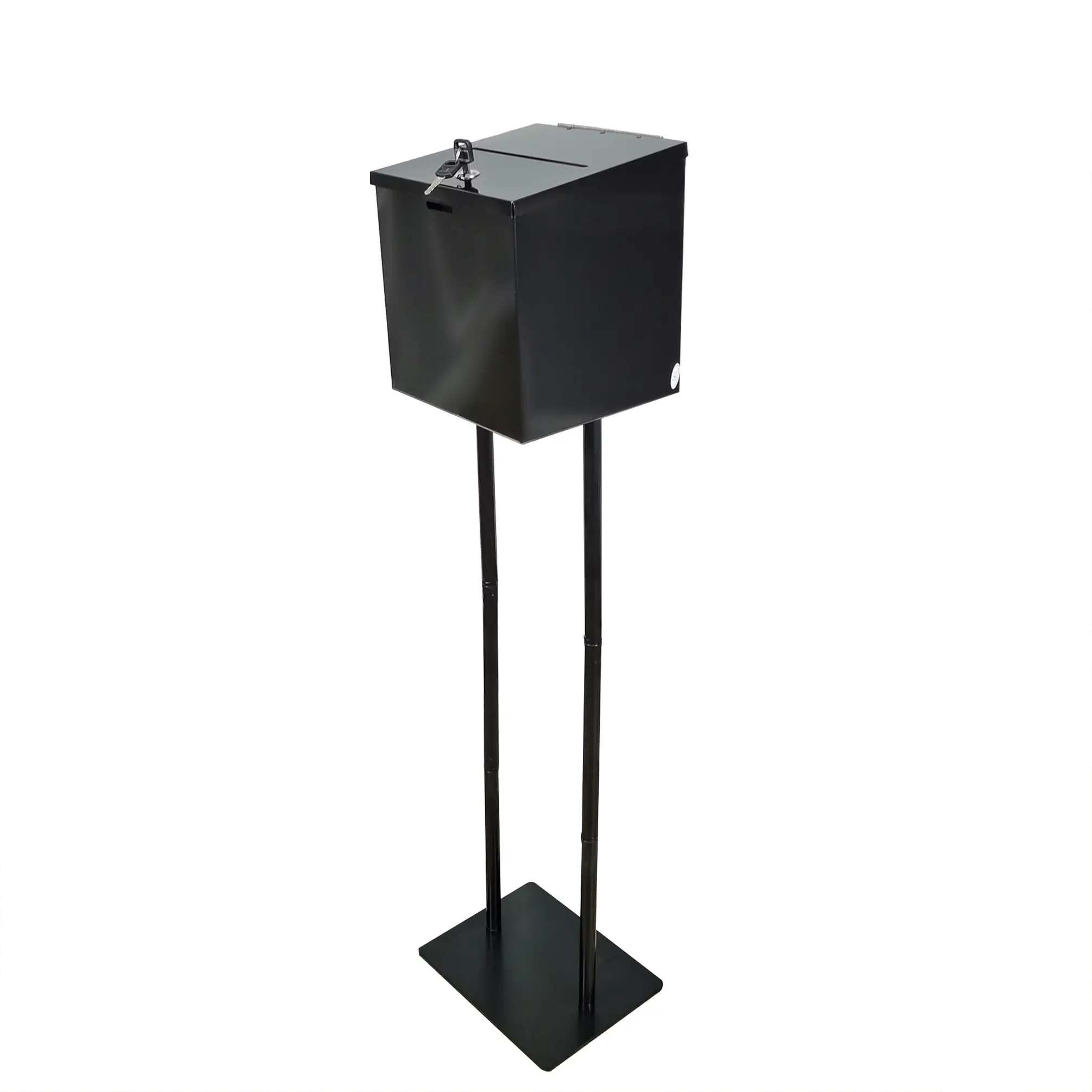 FixtureDisplays® Metal Ballot Box Donation Box Suggestion Box With Stand 11064+10918-BLACK-NF