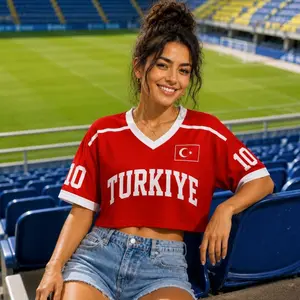 Personalized Turkiye Soccer Croptop Jersey, Turkey Custom Name Number Football Jersey Red Top, Jersey For Supporters