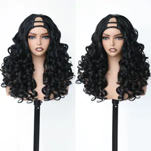 FABÉLLE V-Part Wig Glueless Synteitc Hair Wig 22inch Bouncy Curly Wig for Black Women