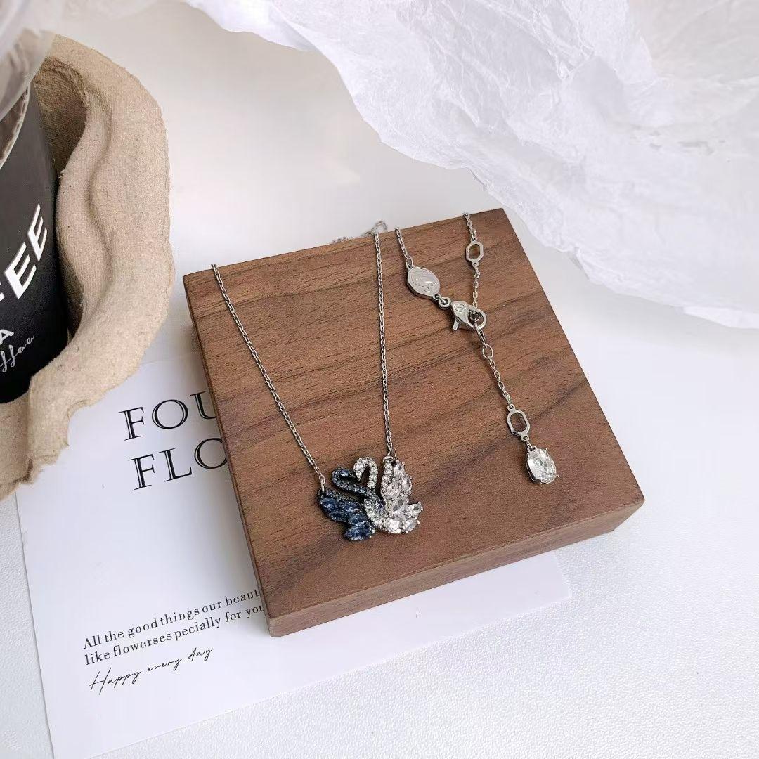 Women's Black White Gold Swan Necklace, Hugging Goose Design Fashion Jewelry Women's Black White Gold Swan Necklace, Hugging Goose Design Fashion Jewelry