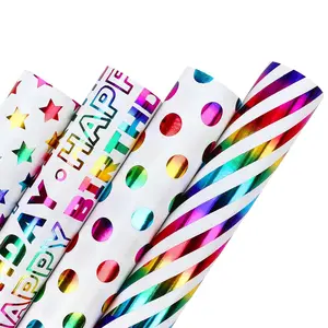 Colorful Birthday Gift Wrapping Paper, Happy Birthday Gift Wrapping Paper, Decorative Paper, Gift Packaging Supplies for Party & Holiday, Convenient Roll