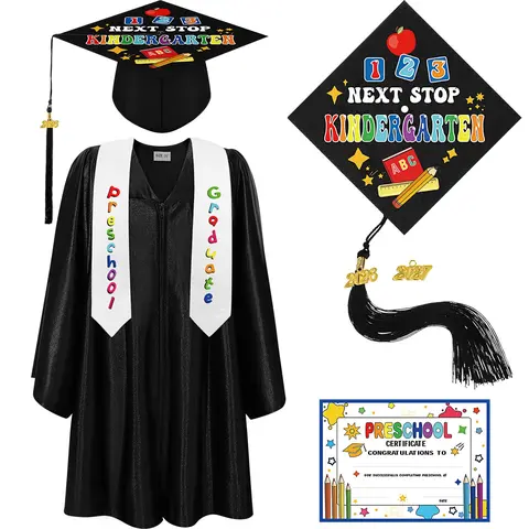 2026 Preschool Graduation Cap and Gown Set Kindergarten Graduation Outfit with 2026 Tassel and Certificate to Graduation Photoshoot for Kids Boys and Girls Class Friends Student PrK Graduation Gift