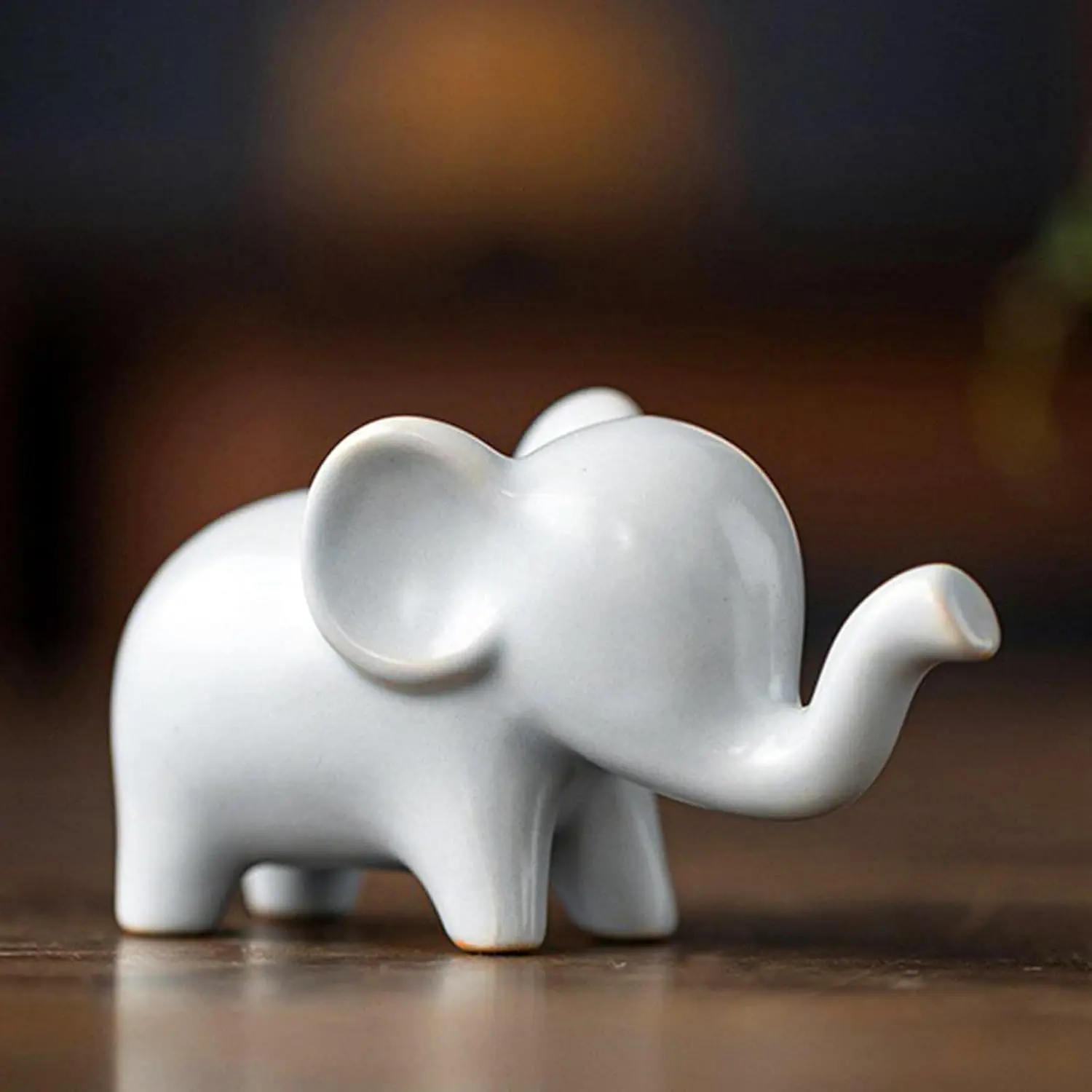 Good Luck Elephant Decor for , Small Ceramic Elephant Statue Figurine for  Decor, Collection Ornament - White