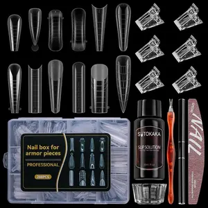 288pc Polygel Nail Kit Reusable Nail Extension Mold Dual Nail Forms All-in-One Salon Set with Tools for Beginners Flawless Cutics Manicure